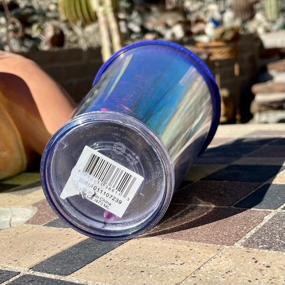 Starbucks acrylic blue crinkle wave iridescent foil 2019 shiny - Picture 16 of 16